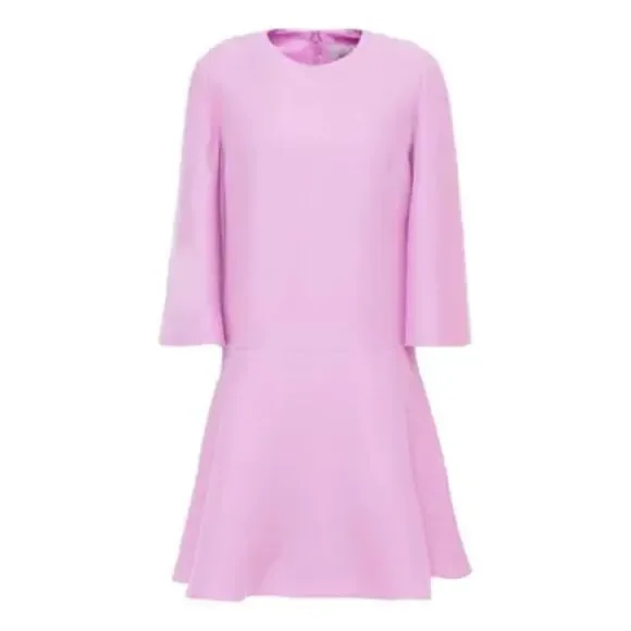 600 E Valentino NWT Wool and Silk Blend Mini Dress Flute Hem Bell Sleeves Lavend - Picture 9 of 9